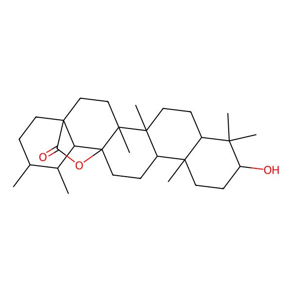 2D Structure of (1S,4S,5R,8S,10S,13S,14S,17S,18S,19R,20R)-10-hydroxy-4,5,9,9,13,19,20-heptamethyl-24-oxahexacyclo[15.5.2.01,18.04,17.05,14.08,13]tetracosan-23-one
