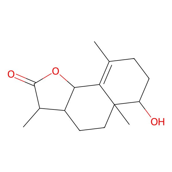 2D Structure of (3S,3aR,5aR,6S,9bS)-6-hydroxy-3,5a,9-trimethyl-3,3a,4,5,6,7,8,9b-octahydrobenzo[g][1]benzofuran-2-one