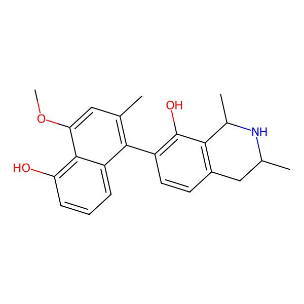 2D Structure of (1R,3R)-7-(5-hydroxy-4-methoxy-2-methylnaphthalen-1-yl)-1,3-dimethyl-1,2,3,4-tetrahydroisoquinolin-8-ol