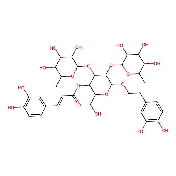 2D Structure of [(2R,3R,4S,5R,6R)-6-[2-(3,4-dihydroxyphenyl)ethoxy]-2-(hydroxymethyl)-4,5-bis[[(2S,3S,4S,5S,6S)-3,4,5-trihydroxy-6-methyloxan-2-yl]oxy]oxan-3-yl] (E)-3-(3,4-dihydroxyphenyl)prop-2-enoate