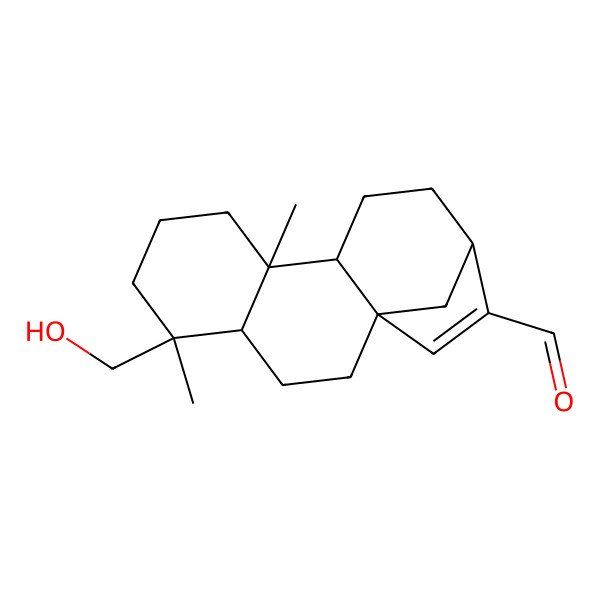 2D Structure of (1R,4S,5R,9S,10S)-5-(hydroxymethyl)-5,9-dimethyltetracyclo[11.2.1.01,10.04,9]hexadec-14-ene-14-carbaldehyde