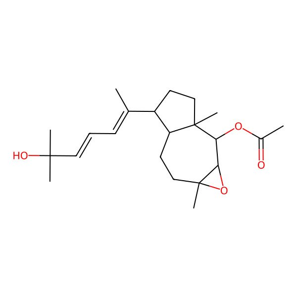 2D Structure of [(1aS,2S,2aS,5R,5aS,7aR)-5-[(2E,4E)-6-hydroxy-6-methylhepta-2,4-dien-2-yl]-2a,7a-dimethyl-1a,2,3,4,5,5a,6,7-octahydroazuleno[5,6-b]oxiren-2-yl] acetate