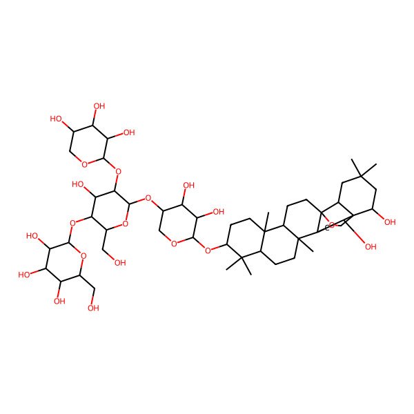 2D Structure of (2S,3R,4S,5S,6R)-2-[(2R,3S,4S,5R,6R)-6-[(3S,4R,5R,6S)-6-[[(1S,2R,4S,5R,8R,10S,13R,14R,17S,18S,22S)-2,22-dihydroxy-4,5,9,9,13,20,20-heptamethyl-24-oxahexacyclo[15.5.2.01,18.04,17.05,14.08,13]tetracosan-10-yl]oxy]-4,5-dihydroxyoxan-3-yl]oxy-4-hydroxy-2-(hydroxymethyl)-5-[(2S,3R,4S,5R)-3,4,5-trihydroxyoxan-2-yl]oxyoxan-3-yl]oxy-6-(hydroxymethyl)oxane-3,4,5-triol