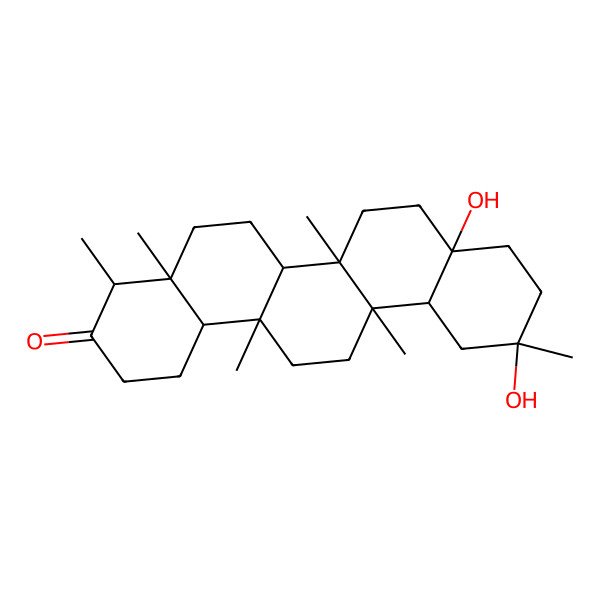 2D Structure of 8a,11-dihydroxy-4,4a,6a,6b,11,14a-hexamethyl-2,4,5,6,6a,7,8,9,10,12,12a,13,14,14b-tetradecahydro-1H-picen-3-one