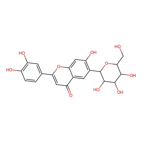 2D Structure of 2-(3,4-dihydroxyphenyl)-7-hydroxy-6-[(2S,3R,4R,5S,6R)-3,4,5-trihydroxy-6-(hydroxymethyl)oxan-2-yl]chromen-4-one