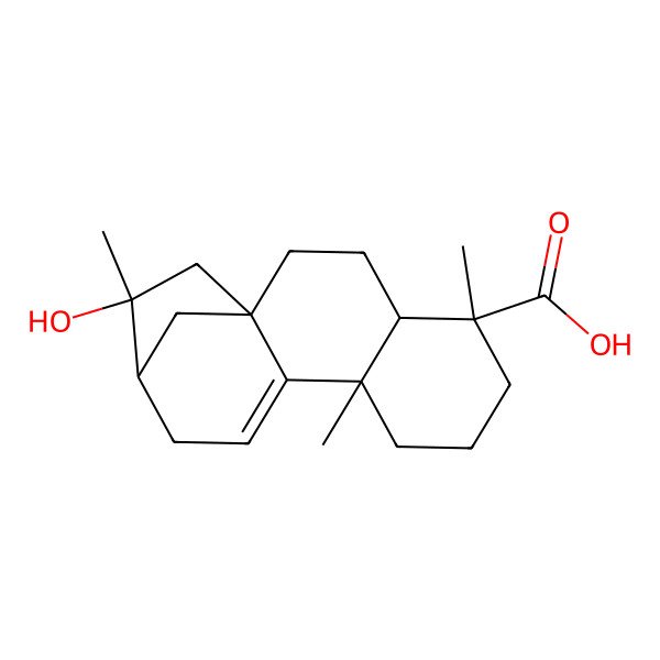 2D Structure of (1S,4S,5R,9S,13R,14R)-14-hydroxy-5,9,14-trimethyltetracyclo[11.2.1.01,10.04,9]hexadec-10-ene-5-carboxylic acid