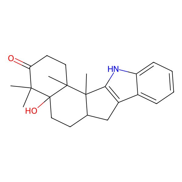 2D Structure of 15-Hydroxy-1,16,16,20-tetramethyl-3-azapentacyclo[10.8.0.02,10.04,9.015,20]icosa-2(10),4,6,8-tetraen-17-one