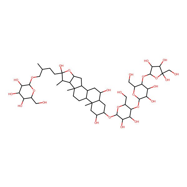 2D Structure of (1R,2S,4S,6R,7S,8R,9S,12S,13R,15R,16R,18S,19R)-16-[(2R,3R,4R,5R,6R)-5-[(2S,3R,4R,5S,6R)-3,4-dihydroxy-6-(hydroxymethyl)-5-[(2R,3S,4S,5R)-3,4,5-trihydroxy-5-(hydroxymethyl)oxolan-2-yl]oxyoxan-2-yl]oxy-3,4-dihydroxy-6-(hydroxymethyl)oxan-2-yl]oxy-7,9,13-trimethyl-6-[(3R)-3-methyl-4-[(2R,3R,4S,5S,6R)-3,4,5-trihydroxy-6-(hydroxymethyl)oxan-2-yl]oxybutyl]-5-oxapentacyclo[10.8.0.02,9.04,8.013,18]icosane-6,15,19-triol