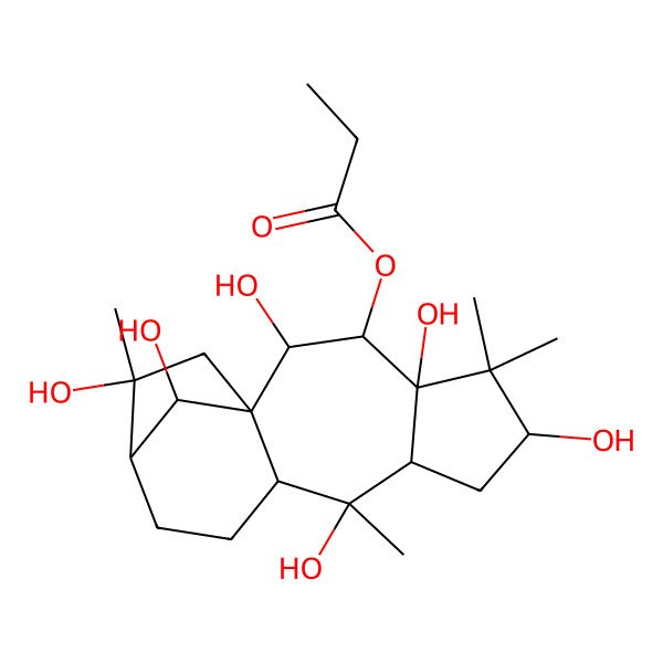 2D Structure of (2,4,6,9,14,16-Hexahydroxy-5,5,9,14-tetramethyl-3-tetracyclo[11.2.1.01,10.04,8]hexadecanyl) propanoate
