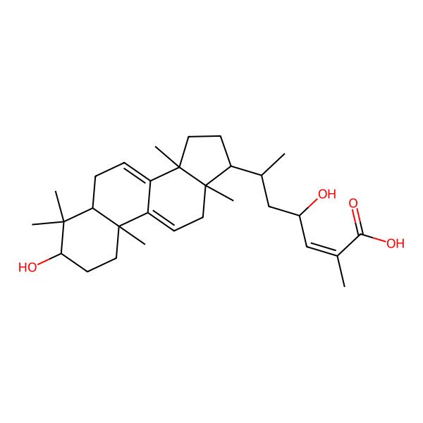 2D Structure of 4-hydroxy-6-(3-hydroxy-4,4,10,13,14-pentamethyl-2,3,5,6,12,15,16,17-octahydro-1H-cyclopenta[a]phenanthren-17-yl)-2-methylhept-2-enoic acid