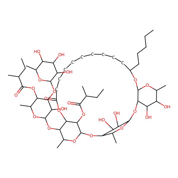 2D Structure of [5-Hydroxy-2-methyl-6-[[24,25,31,32-tetrahydroxy-5,23,30-trimethyl-33-(2-methylbutanoyloxy)-9-oxo-19-pentyl-2,4,8,20,22,27,29-heptaoxatetracyclo[26.2.2.13,7.021,26]tritriacontan-6-yl]oxy]-4-(3,4,5-trihydroxy-6-methyloxan-2-yl)oxyoxan-3-yl] 2-methylbutanoate