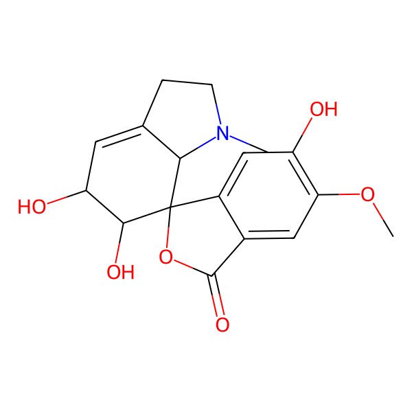 2D Structure of (3R,5'S,6'R,7'aR)-5,5',6'-trihydroxy-6-methoxy-1'-methylspiro[2-benzofuran-3,7'-3,5,6,7a-tetrahydro-2H-indole]-1-one