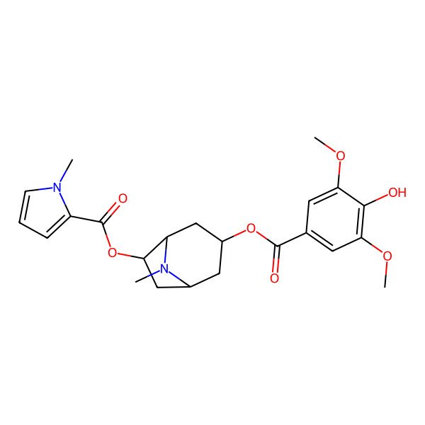 2D Structure of [(1R,3R,5S,6R)-3-(4-hydroxy-3,5-dimethoxybenzoyl)oxy-8-methyl-8-azabicyclo[3.2.1]octan-6-yl] 1-methylpyrrole-2-carboxylate