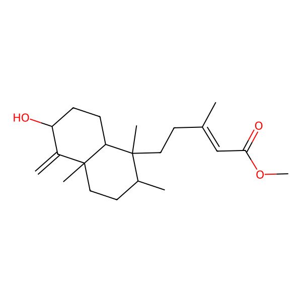 2D Structure of methyl 5-(6-hydroxy-1,2,4a-trimethyl-5-methylidene-3,4,6,7,8,8a-hexahydro-2H-naphthalen-1-yl)-3-methylpent-2-enoate