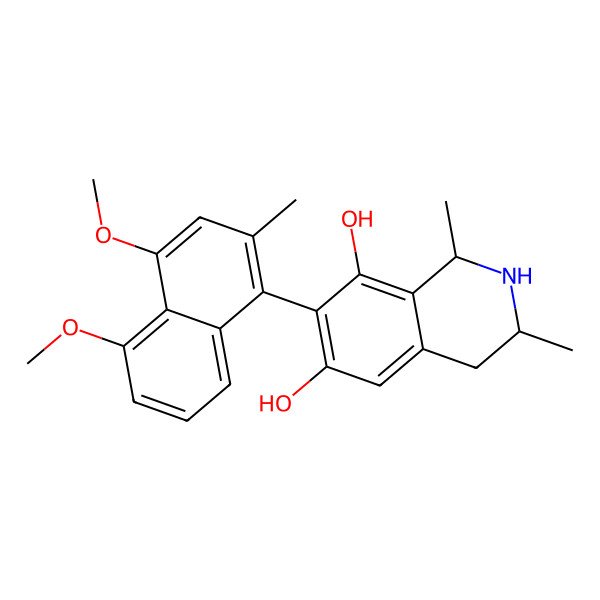 2D Structure of (1S,3S)-7-(4,5-dimethoxy-2-methylnaphthalen-1-yl)-1,3-dimethyl-1,2,3,4-tetrahydroisoquinoline-6,8-diol 2D Structure of (1S,3S)-7-(4,5-dimethoxy-2-methylnaphthalen-1-yl)-1,3-dimethyl-1,2,3,4-tetrahydroisoquinoline-6,8-diol