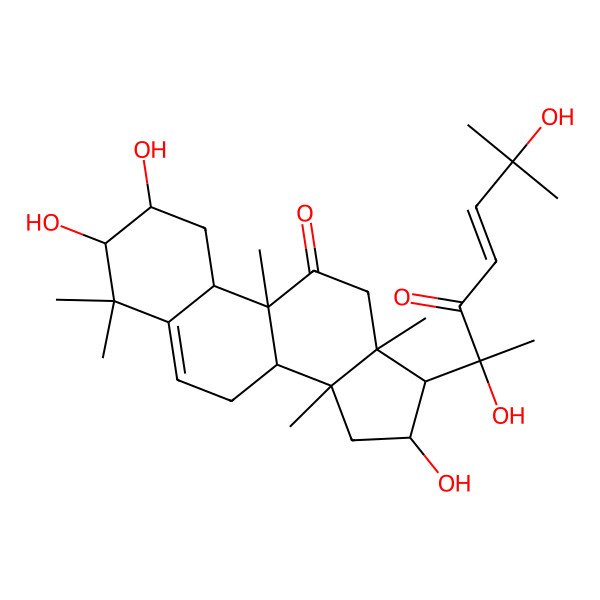 2D Structure of (2S,3R,8R,9R,10R,13R,14R,16R,17R)-17-[(E,2S)-2,6-dihydroxy-6-methyl-3-oxohept-4-en-2-yl]-2,3,16-trihydroxy-4,4,9,13,14-pentamethyl-1,2,3,7,8,10,12,15,16,17-decahydrocyclopenta[a]phenanthren-11-one
