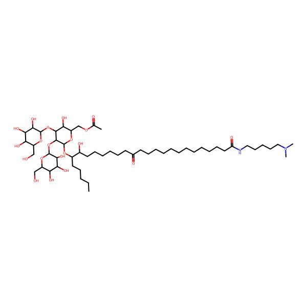 2D Structure of [6-[27-[5-(Dimethylamino)pentylamino]-7-hydroxy-14,27-dioxoheptacosan-6-yl]oxy-3-hydroxy-4,5-bis[[3,4,5-trihydroxy-6-(hydroxymethyl)oxan-2-yl]oxy]oxan-2-yl]methyl acetate