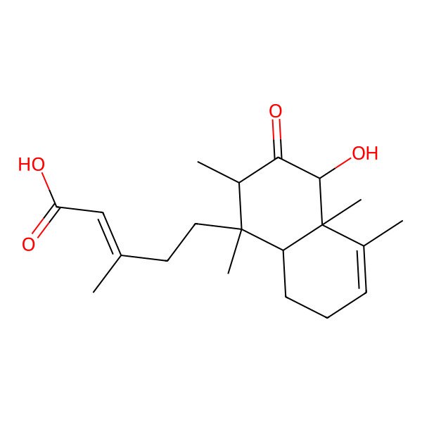 2D Structure of 5-(4-hydroxy-1,2,4a,5-tetramethyl-3-oxo-4,7,8,8a-tetrahydro-2H-naphthalen-1-yl)-3-methylpent-2-enoic acid