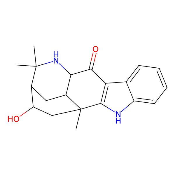 2D Structure of (1R,12S,15S,17S,19R)-19-hydroxy-1,14,14-trimethyl-3,13-diazapentacyclo[13.2.2.02,10.04,9.012,17]nonadeca-2(10),4,6,8-tetraen-11-one