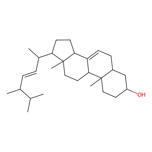 2D Structure of (3S,5S,9R,10S,13R,14R,17R)-17-[(Z,2S,5R)-5,6-dimethylhept-3-en-2-yl]-10,13-dimethyl-2,3,4,5,6,9,11,12,14,15,16,17-dodecahydro-1H-cyclopenta[a]phenanthren-3-ol