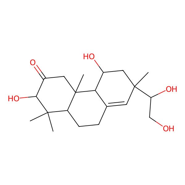2D Structure of 7-(1,2-Dihydroxyethyl)-2,5-dihydroxy-1,1,4a,7-tetramethyl-2,4,4b,5,6,9,10,10a-octahydrophenanthren-3-one