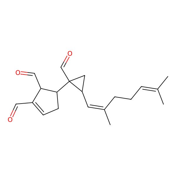 2D Structure of (1S,5S)-5-[(1R,2R)-2-[(1E)-2,6-dimethylhepta-1,5-dienyl]-1-formylcyclopropyl]cyclopent-2-ene-1,2-dicarbaldehyde
