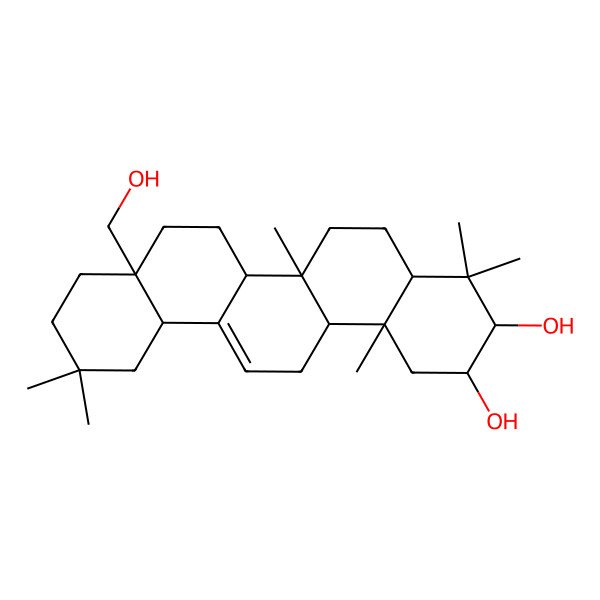 2D Structure of 8a-(hydroxymethyl)-4,4,6a,11,11,14b-hexamethyl-2,3,4a,5,6,6b,7,8,9,10,12,12a,14,14a-tetradecahydro-1H-picene-2,3-diol