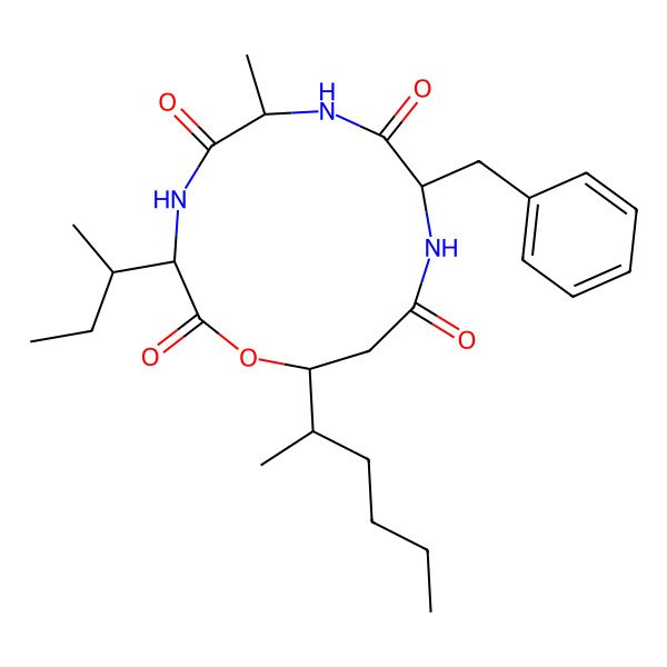 2D Structure of cyclo[L-alanyl-D-alloisoleucyl-(3S,4S)-3-hydroxy-4-methyloctanoyl-L-phenylalanyl]