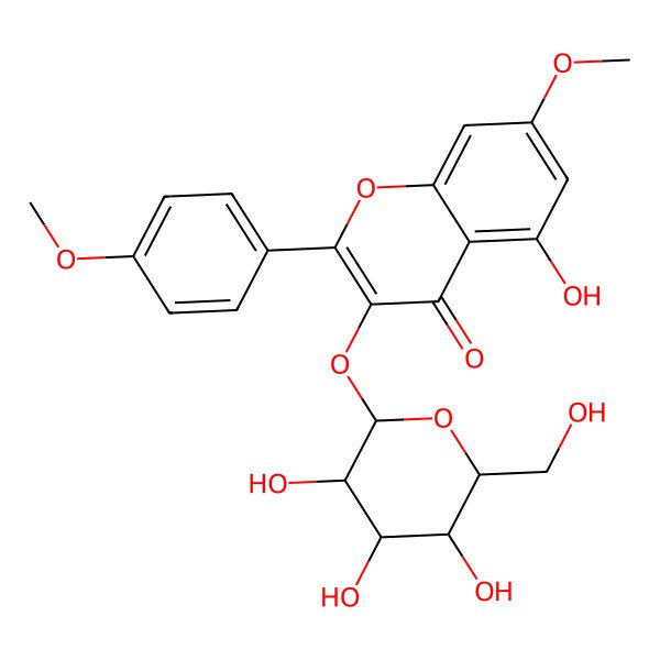 2D Structure of 5-Hydroxy-7-methoxy-2-(4-methoxyphenyl)-3-[3,4,5-trihydroxy-6-(hydroxymethyl)oxan-2-yl]oxychromen-4-one