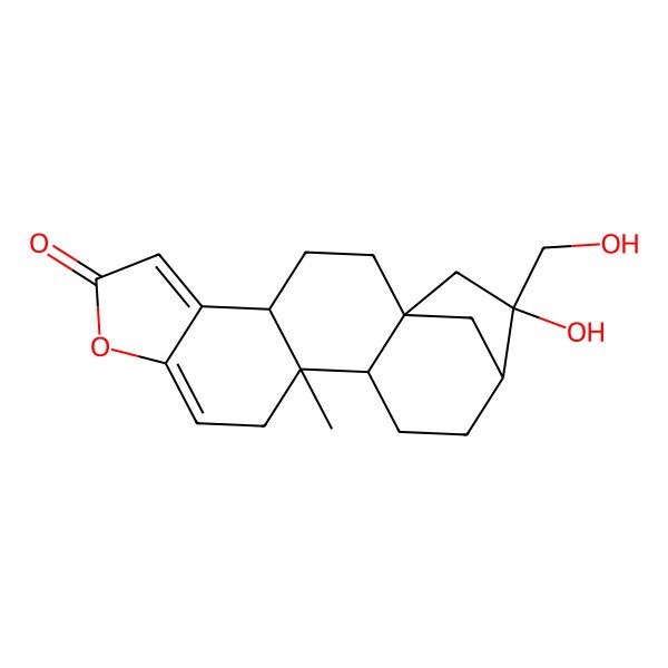 2D Structure of (1S,4S,12S,13R,16R,17R)-17-hydroxy-17-(hydroxymethyl)-12-methyl-8-oxapentacyclo[14.2.1.01,13.04,12.05,9]nonadeca-5,9-dien-7-one