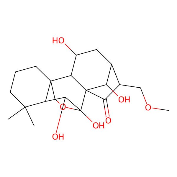2D Structure of 3,9,10,18-Tetrahydroxy-6-(methoxymethyl)-12,12-dimethyl-17-oxapentacyclo[7.6.2.15,8.01,11.02,8]octadecan-7-one