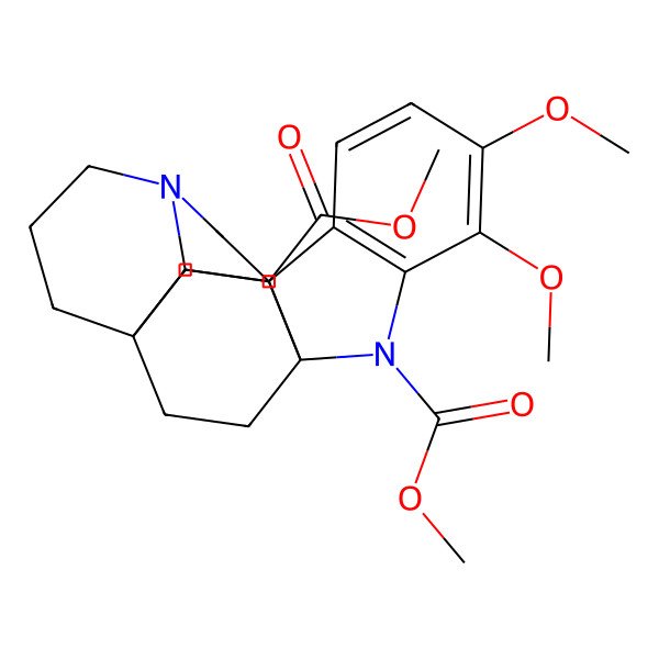 2D Structure of Dimethyl 4,5-dimethoxy-2,12-diazahexacyclo[14.2.2.19,12.01,9.03,8.016,21]henicosa-3(8),4,6-triene-2,18-dicarboxylate
