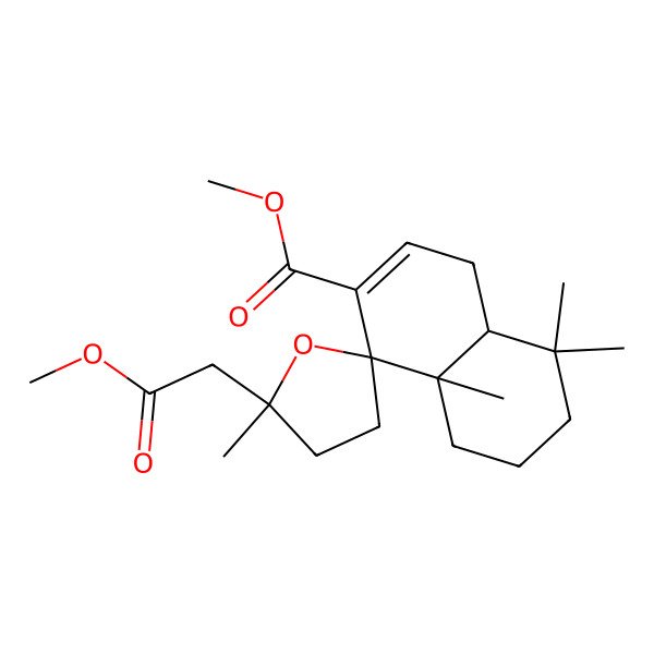 2D Structure of methyl (1S,4aS,5'S,8aS)-5'-(2-methoxy-2-oxoethyl)-5,5,5',8a-tetramethylspiro[4a,6,7,8-tetrahydro-4H-naphthalene-1,2'-oxolane]-2-carboxylate