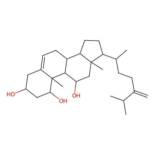 2D Structure of (1S,3R,8S,9S,10R,11R,13R,14S,17R)-10,13-dimethyl-17-[(2R)-6-methyl-5-methylideneheptan-2-yl]-2,3,4,7,8,9,11,12,14,15,16,17-dodecahydro-1H-cyclopenta[a]phenanthrene-1,3,11-triol