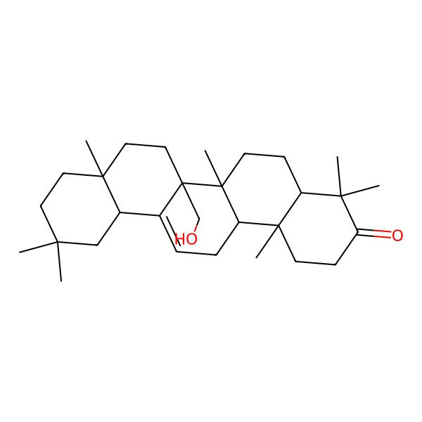 2D Structure of (4aS,6aR,6bR,8aR,12aR,14aS,14bR)-6b-(hydroxymethyl)-4,4,6a,8a,11,11,14b-heptamethyl-2,4a,5,6,7,8,9,10,12,12a,14,14a-dodecahydro-1H-picen-3-one