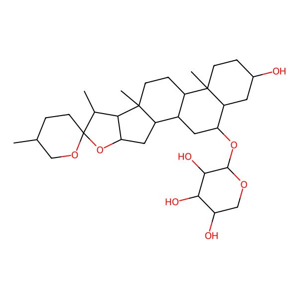 2D Structure of 2-(16-Hydroxy-5',7,9,13-tetramethylspiro[5-oxapentacyclo[10.8.0.02,9.04,8.013,18]icosane-6,2'-oxane]-19-yl)oxyoxane-3,4,5-triol
