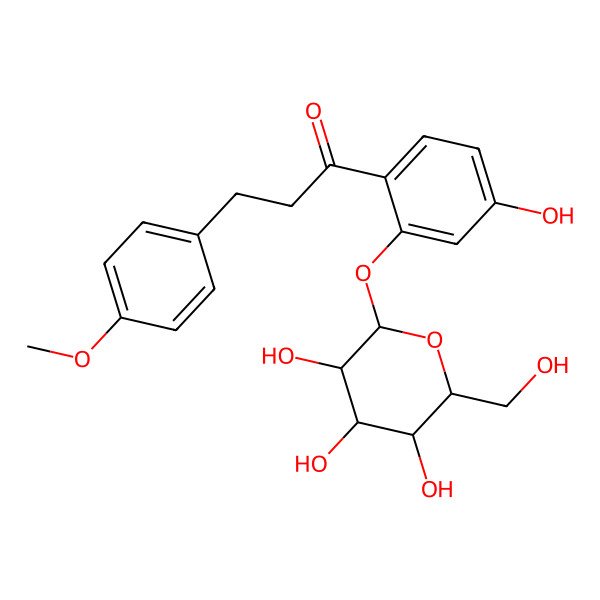 2D Structure of 1-[4-hydroxy-2-[(2S,3R,4S,5S,6R)-3,4,5-trihydroxy-6-(hydroxymethyl)oxan-2-yl]oxyphenyl]-3-(4-methoxyphenyl)propan-1-one