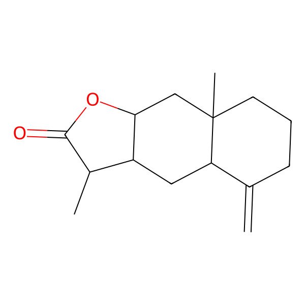 2D Structure of (3R,3aR,4aS,8aS,9aR)-3,8a-dimethyl-5-methylidene-3a,4,4a,6,7,8,9,9a-octahydro-3H-benzo[f][1]benzofuran-2-one
