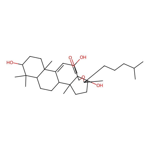 2D Structure of 5,10,16-Trihydroxy-2,6,13,17,17-pentamethyl-6-(4-methylpentyl)-7-oxapentacyclo[10.8.0.02,9.05,9.013,18]icos-11-en-8-one