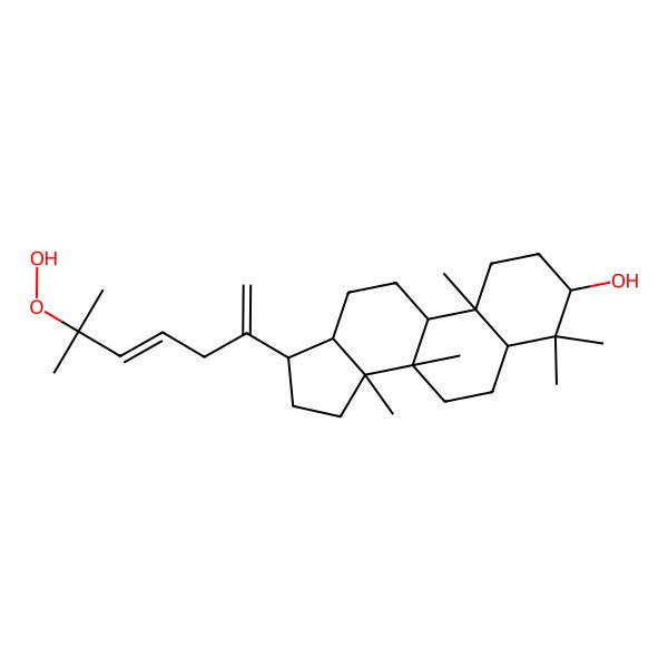 2D Structure of (3S,5R,8R,9R,10R,13R,14R,17S)-17-[(4E)-6-hydroperoxy-6-methylhepta-1,4-dien-2-yl]-4,4,8,10,14-pentamethyl-2,3,5,6,7,9,11,12,13,15,16,17-dodecahydro-1H-cyclopenta[a]phenanthren-3-ol