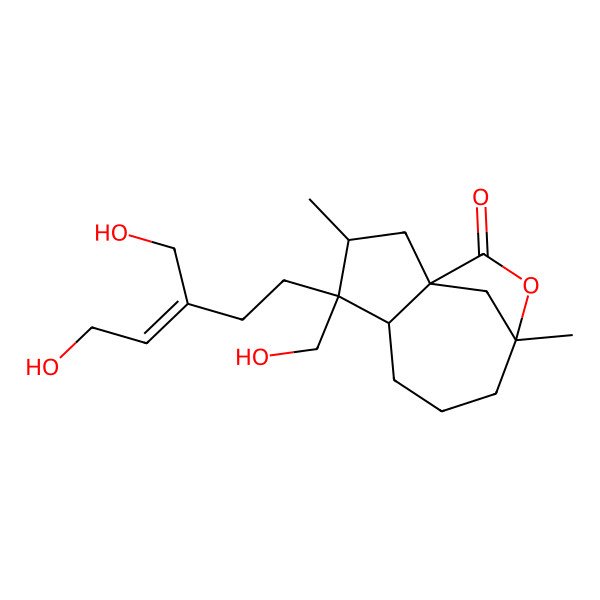 2D Structure of (1S,3R,4R,5R,9S)-4-[(Z)-5-hydroxy-3-(hydroxymethyl)pent-3-enyl]-4-(hydroxymethyl)-3,9-dimethyl-10-oxatricyclo[7.2.1.01,5]dodecan-11-one