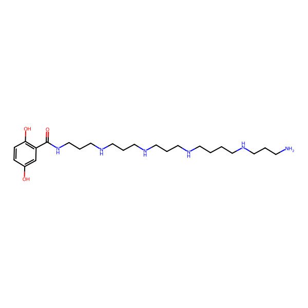 2D Structure of Benzamide, N-(20-amino-4,8,12,17-tetraazaeicos-1-yl)-2,5-dihydroxy-