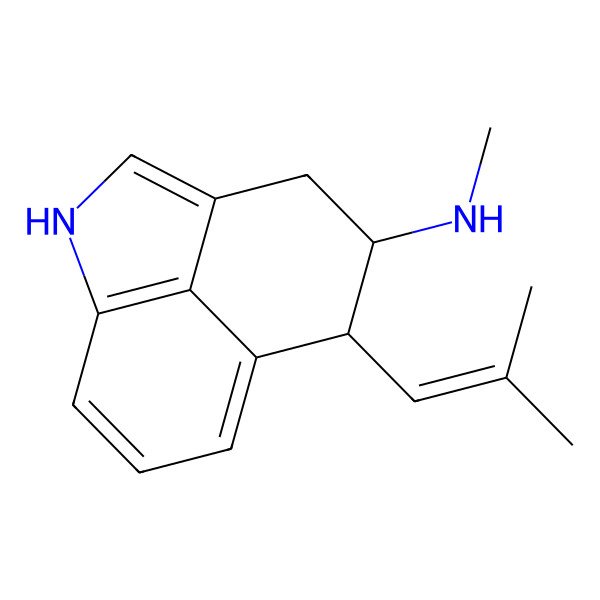 2D Structure of Benz(cd)indol-4-amine, 1,3,4,5-tetrahydro-N-methyl-5-(2-methyl-1-propenyl)-, (4R,5R)-