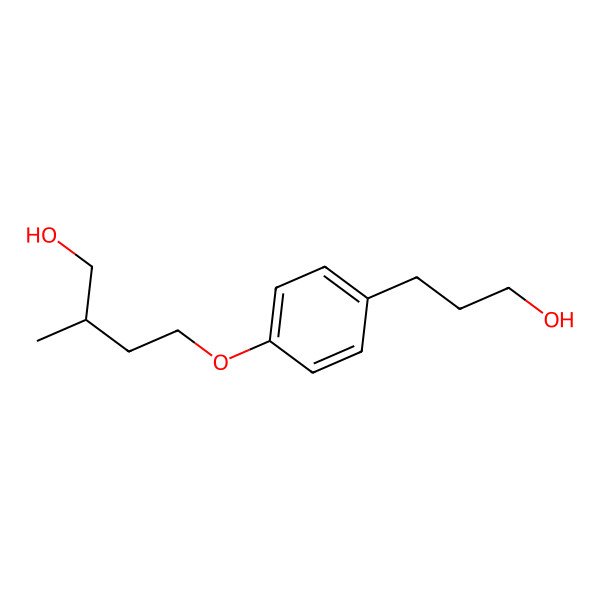 2D Structure of Benzenepropanol, 4-(4-hydroxy-3-methylbutoxy)- 2D Structure of Benzenepropanol, 4-(4-hydroxy-3-methylbutoxy)-