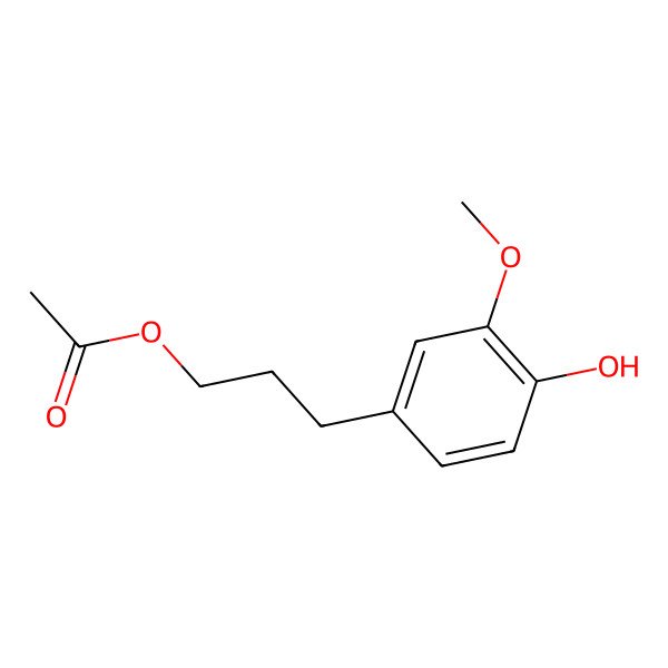 2D Structure of Benzenepropanol, 4-hydroxy-3-methoxy-, alpha-acetate