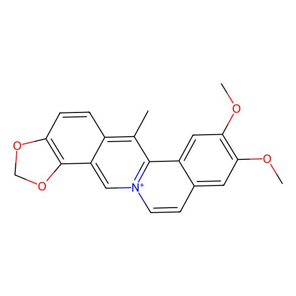 2D Structure of Benzo(a)-1,3-benzodioxolo(4,5-g)quinolizinium, 8,9-dimethoxy-6-methyl-