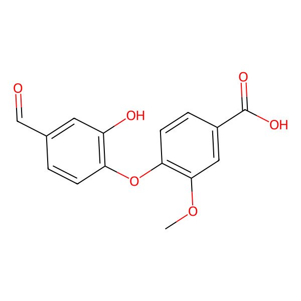 2D Structure of Benzoic acid, 4-(4-formyl-2-hydroxyphenoxy)-3-methoxy-