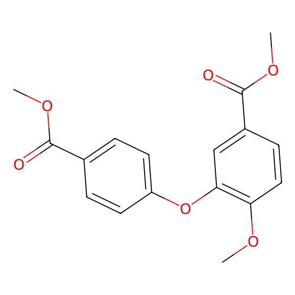 2D Structure of Benzoic acid, 4-methoxy-3-(4-methoxycarbonylphenoxy)-, methyl ester