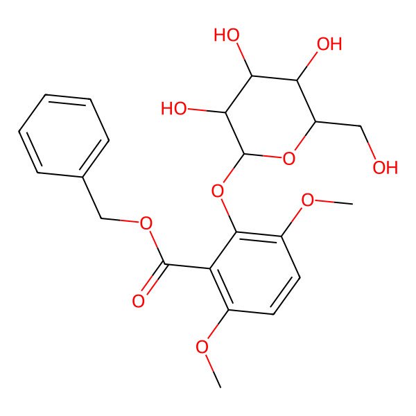 2D Structure of benzyl 3,6-dimethoxy-2-[(2S,3R,4S,5S,6R)-3,4,5-trihydroxy-6-(hydroxymethyl)oxan-2-yl]oxybenzoate