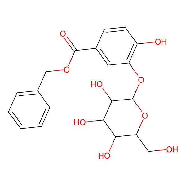 2D Structure of benzyl 4-hydroxy-3-[(2S,3R,4S,5S,6R)-3,4,5-trihydroxy-6-(hydroxymethyl)oxan-2-yl]oxybenzoate